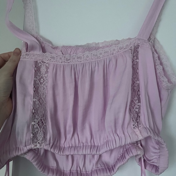Urban Outfitters Pink Lace Tie Top - Picture 7 of 8